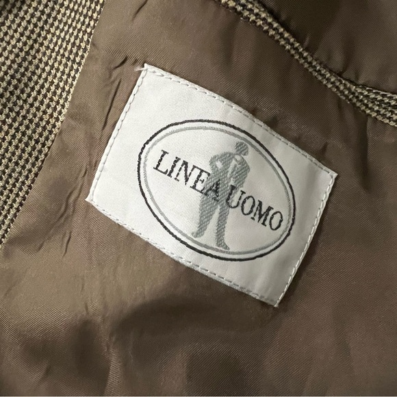 Linea Uomo 3XL Men’s 46 Long Brown Checkered Sport Jacket Blazer Wool FLAW P2 - Picture 5 of 9